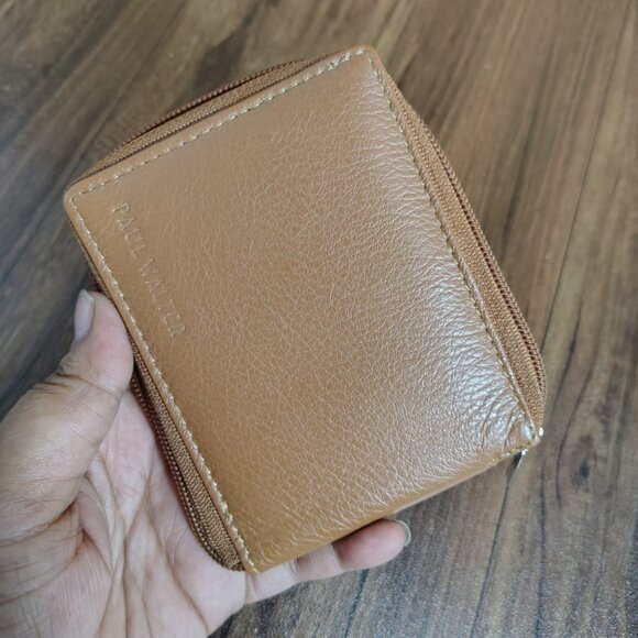 Mens Zipper Bifold Genuine Leather Outside ID Window Card Zip Around Wallet - Picture 6 of 8